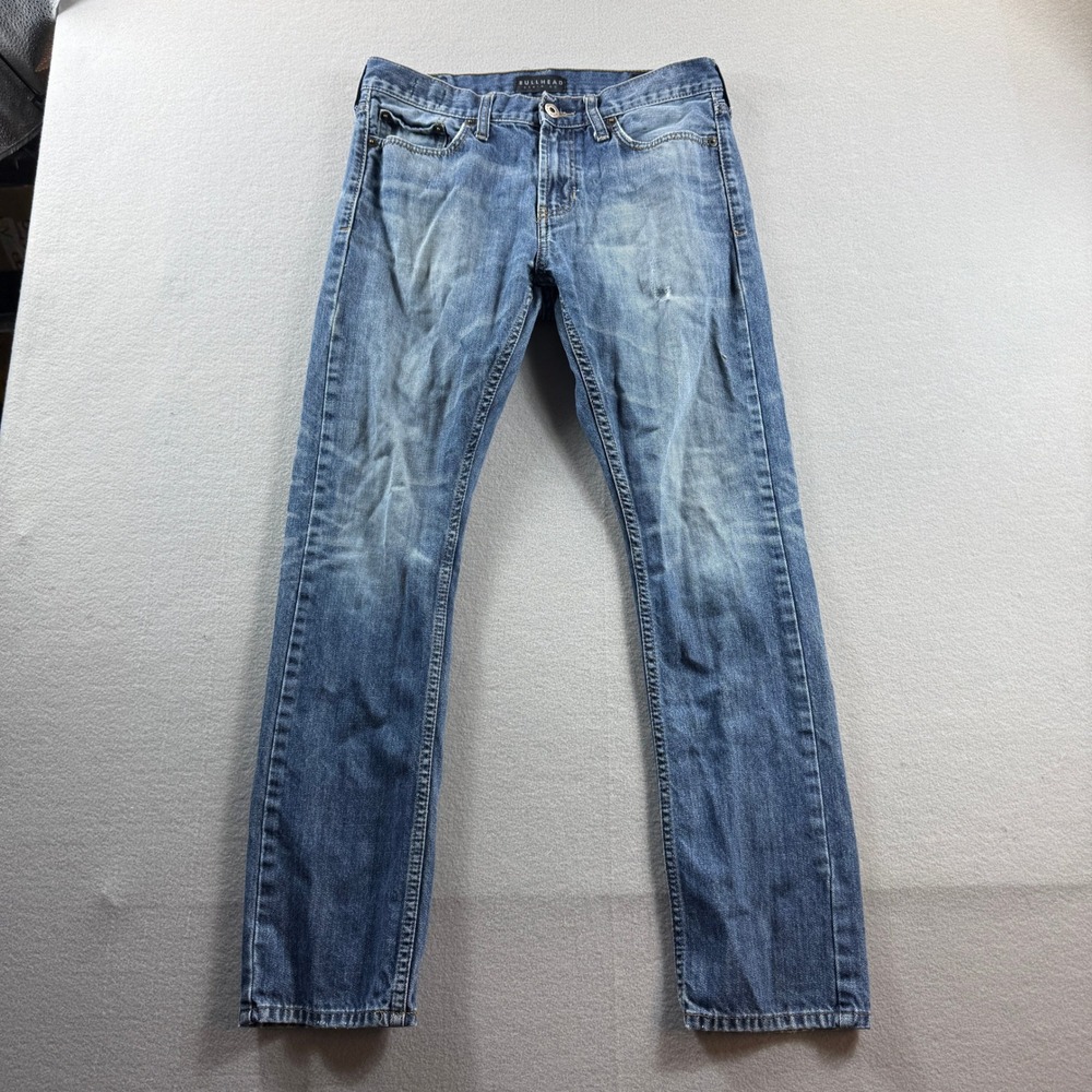 Bullhead Skinny Jeans Mens 30x30 (Fit 30x28) Blue Denim Distressed Faded Cotton